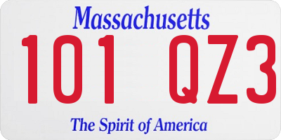 MA license plate 101QZ3