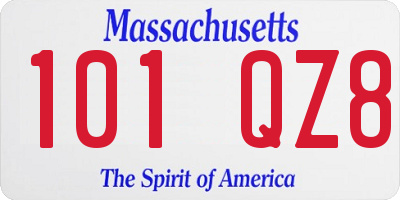 MA license plate 101QZ8