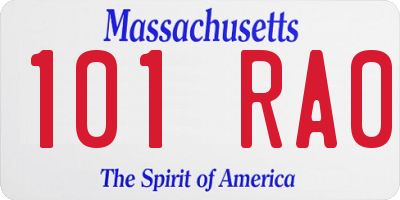 MA license plate 101RA0