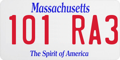 MA license plate 101RA3