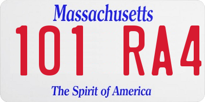 MA license plate 101RA4