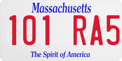 MA license plate 101RA5