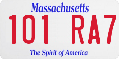 MA license plate 101RA7