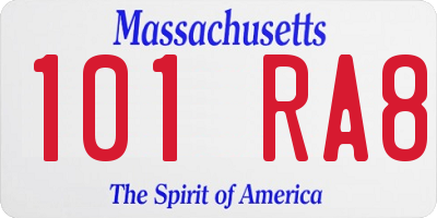 MA license plate 101RA8