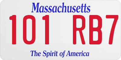 MA license plate 101RB7