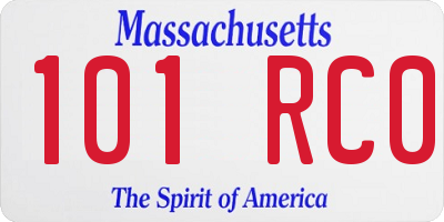 MA license plate 101RC0