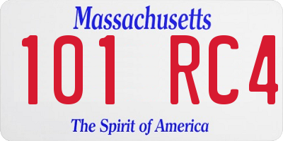 MA license plate 101RC4