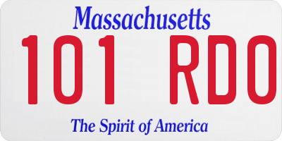 MA license plate 101RD0