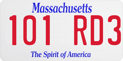 MA license plate 101RD3
