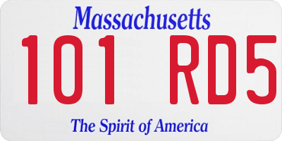 MA license plate 101RD5