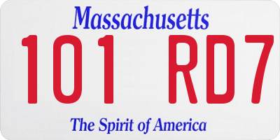 MA license plate 101RD7