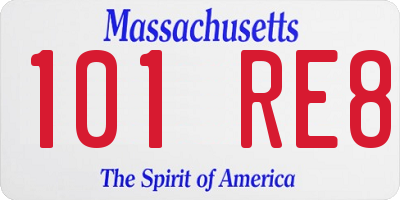 MA license plate 101RE8