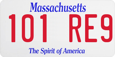 MA license plate 101RE9