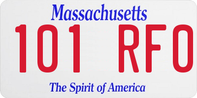 MA license plate 101RF0