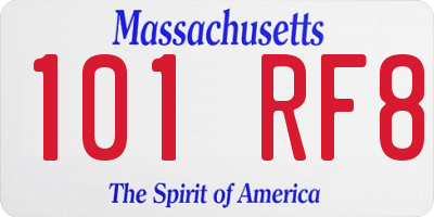 MA license plate 101RF8