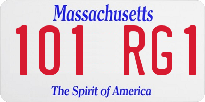 MA license plate 101RG1