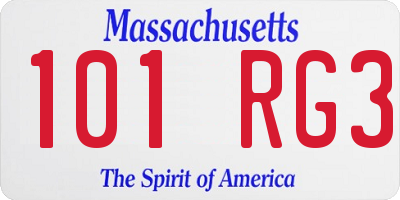 MA license plate 101RG3