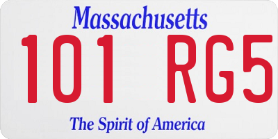 MA license plate 101RG5