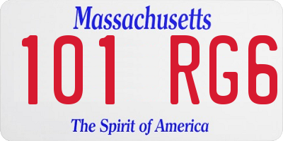 MA license plate 101RG6