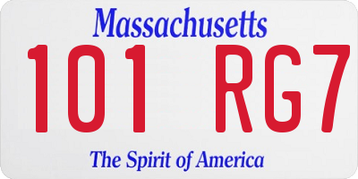 MA license plate 101RG7