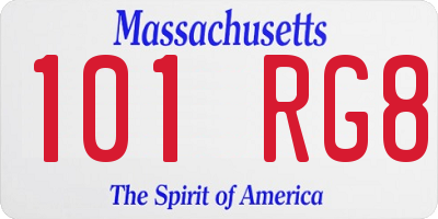 MA license plate 101RG8