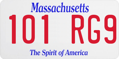 MA license plate 101RG9