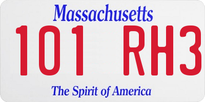 MA license plate 101RH3