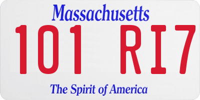 MA license plate 101RI7