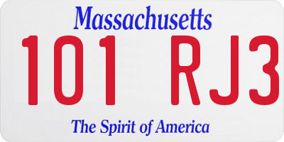 MA license plate 101RJ3