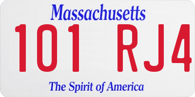MA license plate 101RJ4