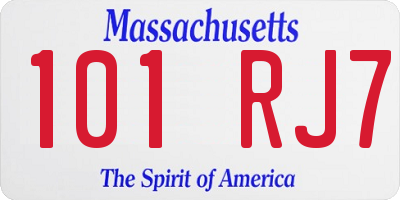 MA license plate 101RJ7