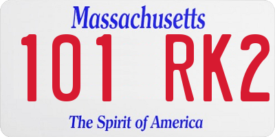 MA license plate 101RK2