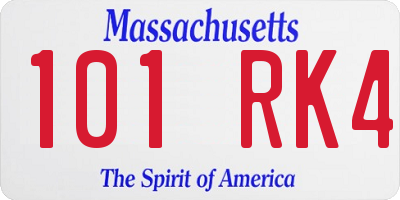 MA license plate 101RK4