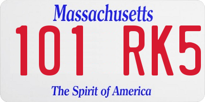 MA license plate 101RK5