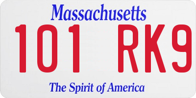 MA license plate 101RK9