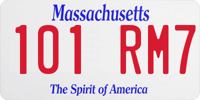 MA license plate 101RM7