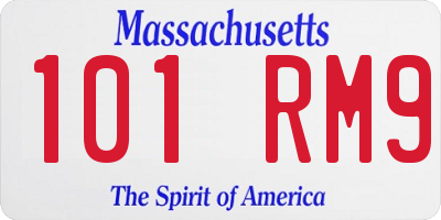MA license plate 101RM9