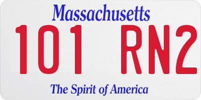 MA license plate 101RN2