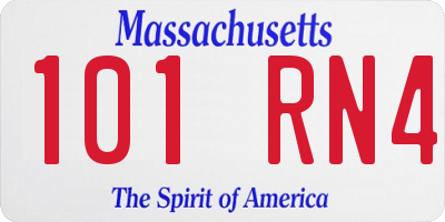 MA license plate 101RN4