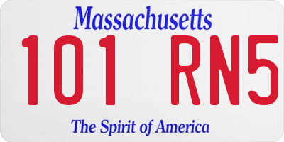 MA license plate 101RN5