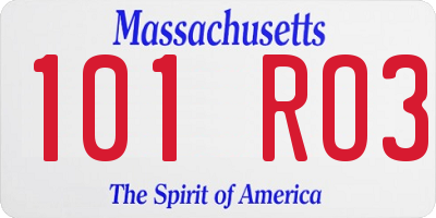 MA license plate 101RO3