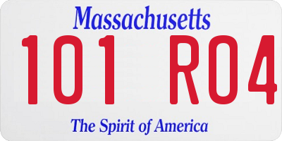 MA license plate 101RO4