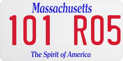MA license plate 101RO5