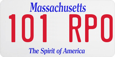 MA license plate 101RP0