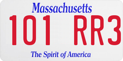 MA license plate 101RR3