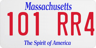 MA license plate 101RR4