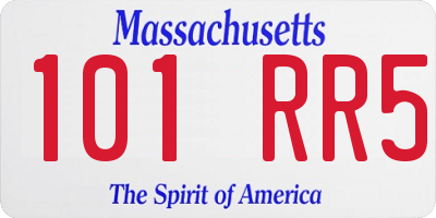 MA license plate 101RR5