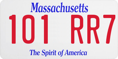 MA license plate 101RR7