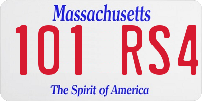 MA license plate 101RS4