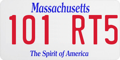 MA license plate 101RT5